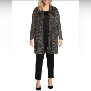 NWT Slim Factor by Investments Open Front Long Sleeve‎ Mesh Cardigan -Size 2X
